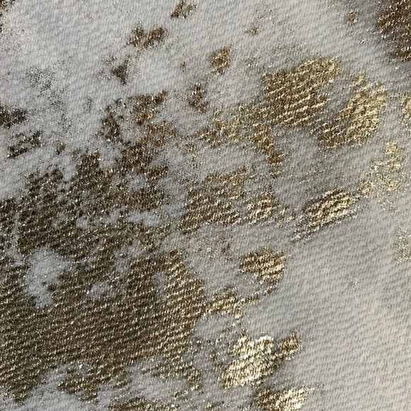 Lularoe Cassie Pencil Skirt Gold Metallic White - Picture 2 of 3